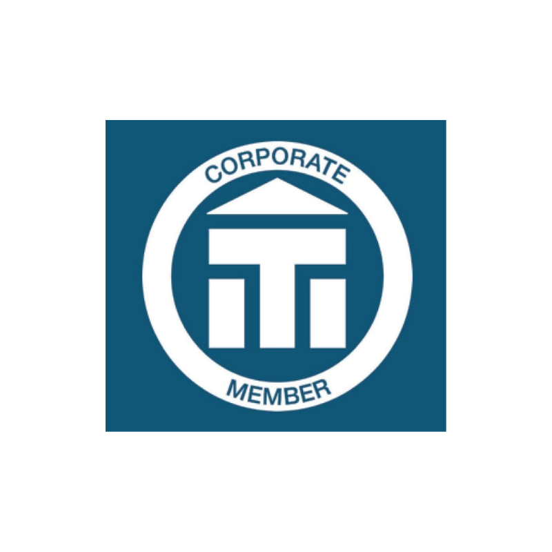 Circular badge with building icon and the words Corporate Member around the edge.