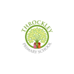 Circular logo reading Throckley Primary School with a tree and two children beneath it.