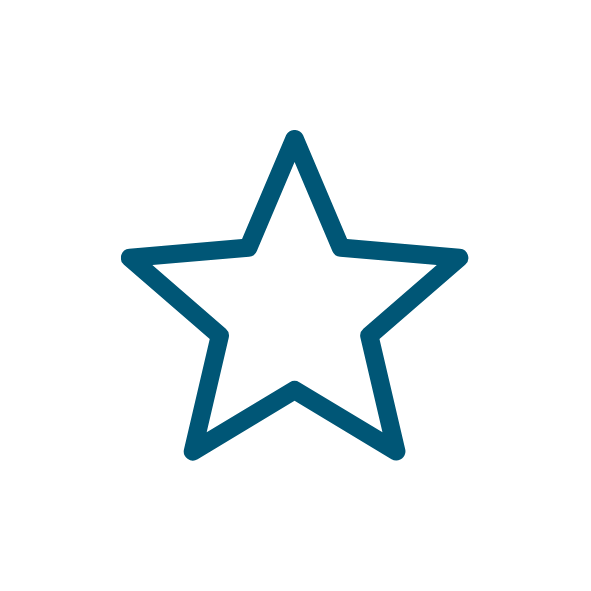 Outline icon of a five-pointed star centred on a dark background.